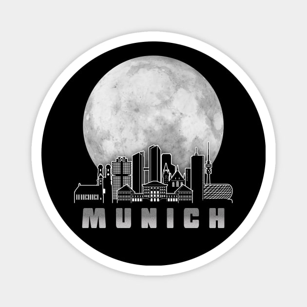 Munich Germany Skyline Full Moon Magnet by travel2xplanet